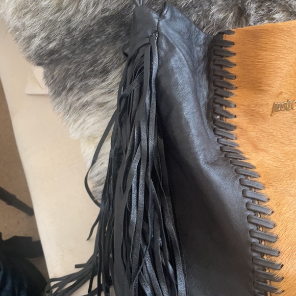 Just Cavalli Leather and Fur Fringe Bag - Picture 3 of 9